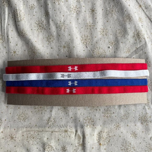 Under Armour Blue & Red Elastic Thin Headbands -  Go USA - Picture 1 of 2